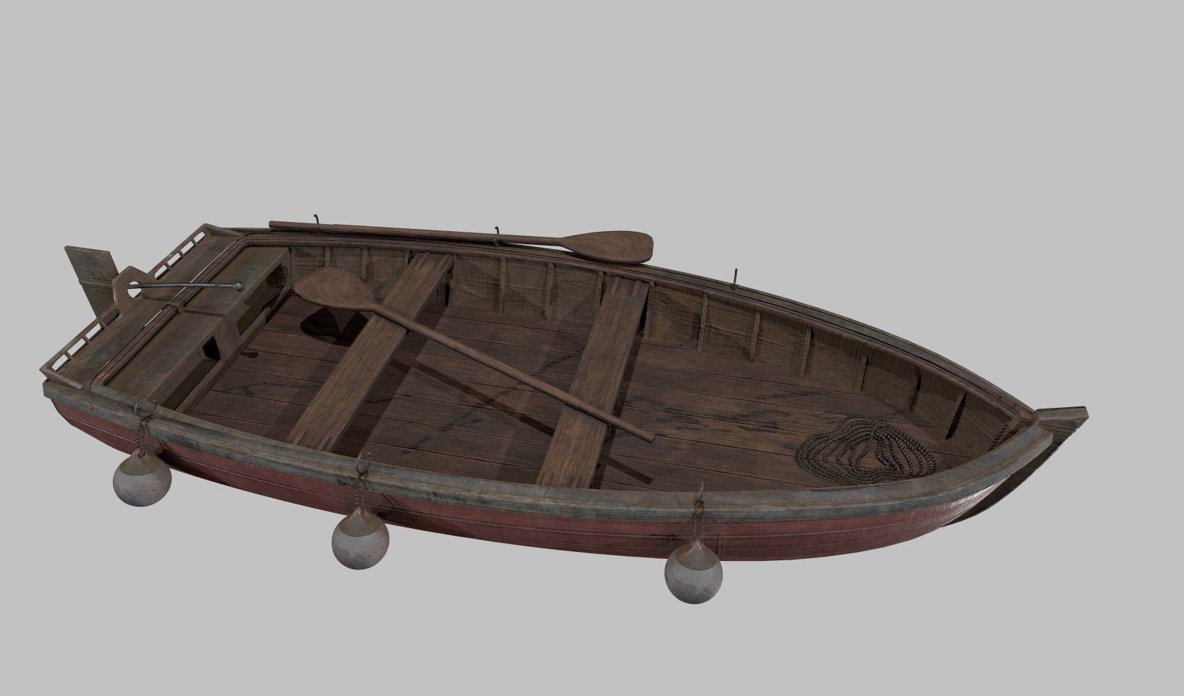 Old boat Low-poly 3D model_8