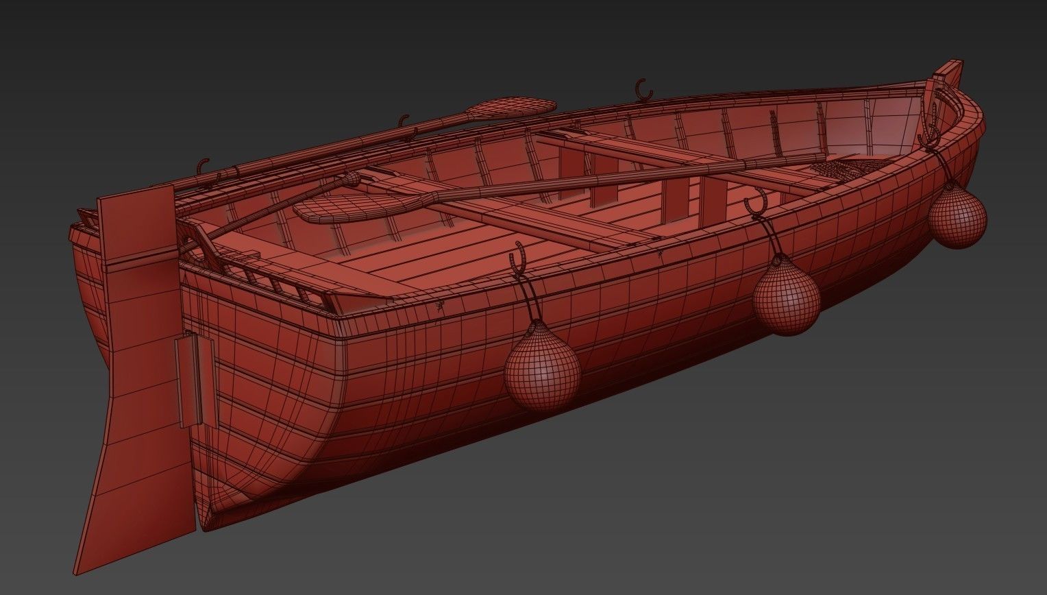 Old boat Low-poly 3D model_9