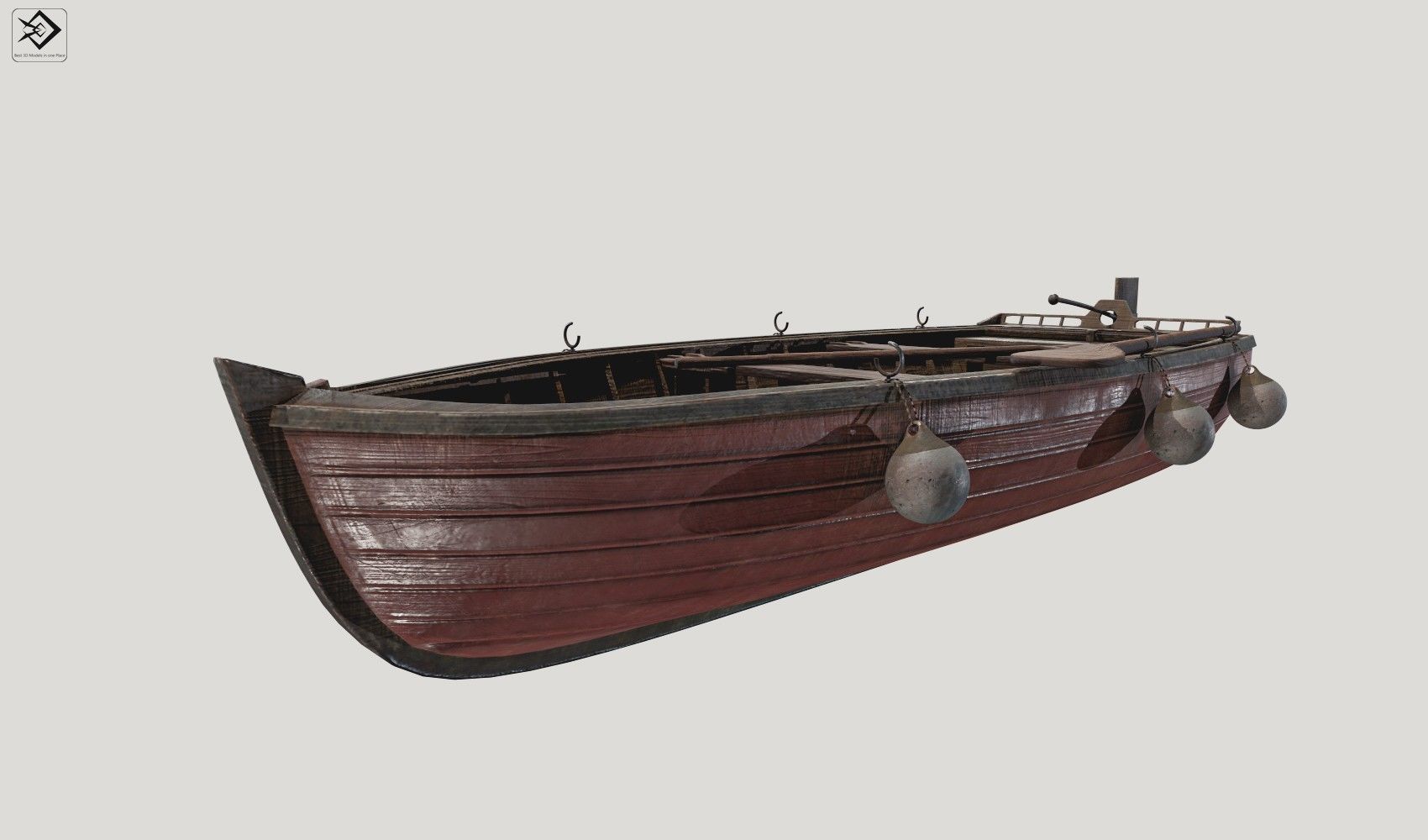 Old boat Low-poly 3D model_2