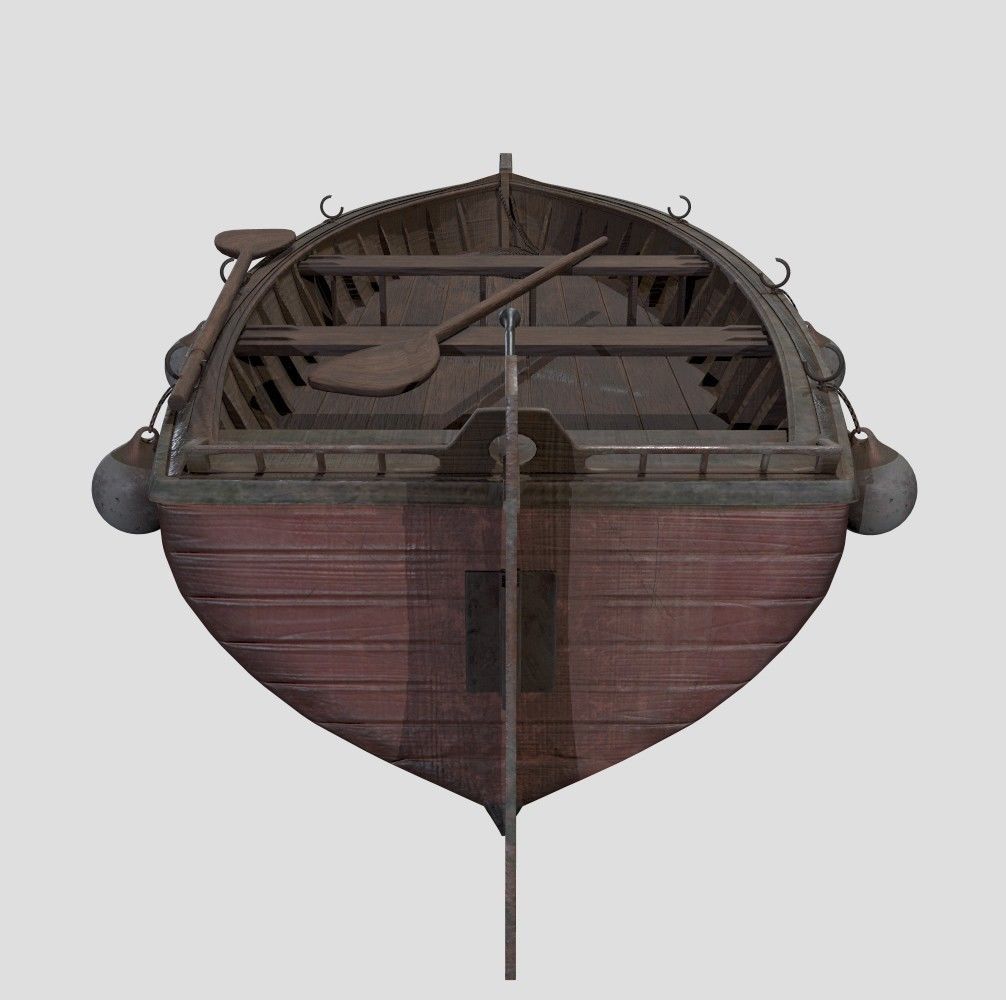 Old boat Low-poly 3D model_5