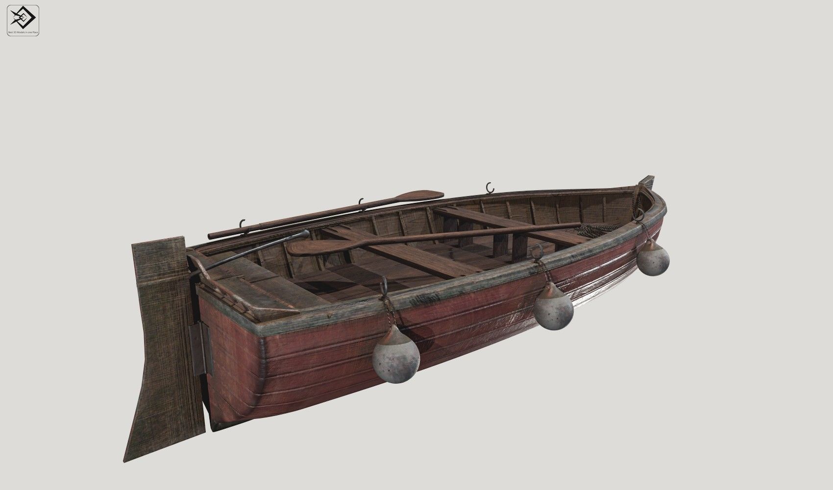 Old boat Low-poly 3D model_3
