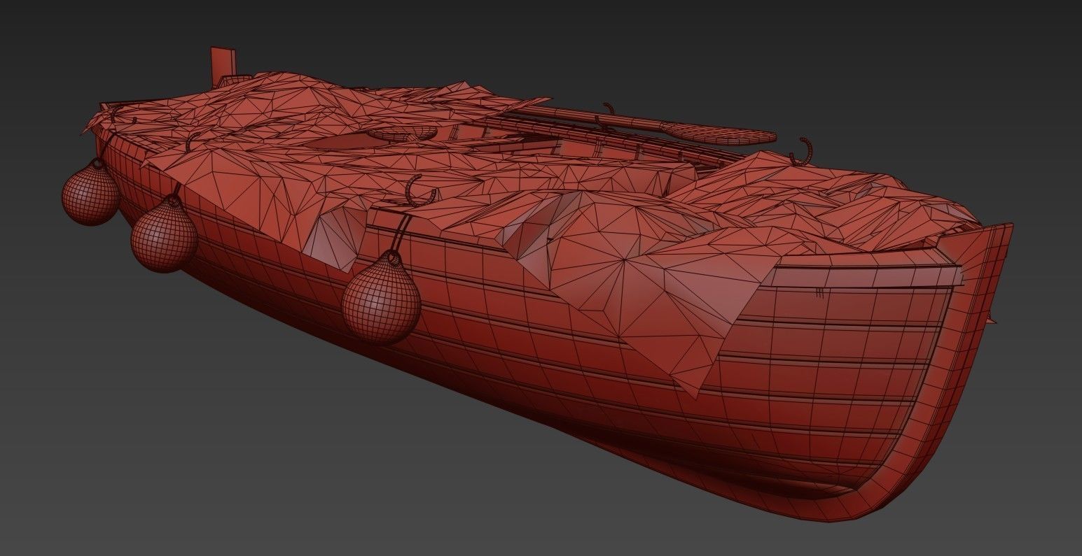 Old boat Low-poly 3D model_11