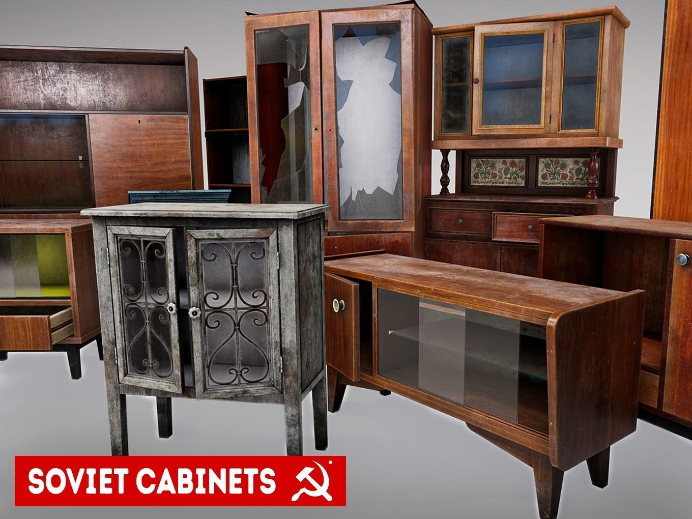 SOVIET FURNITURE PACK Low-poly 3D model_0
