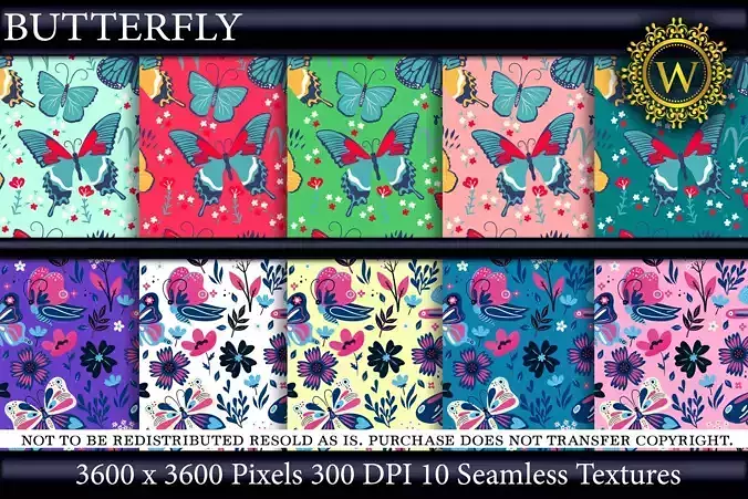Butterfly 10 Seamless Colorful Textures WONDERWALL