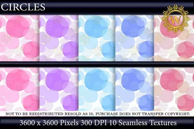 Circles 10 Seamless Textures Digital Papers  WONDERWALL
