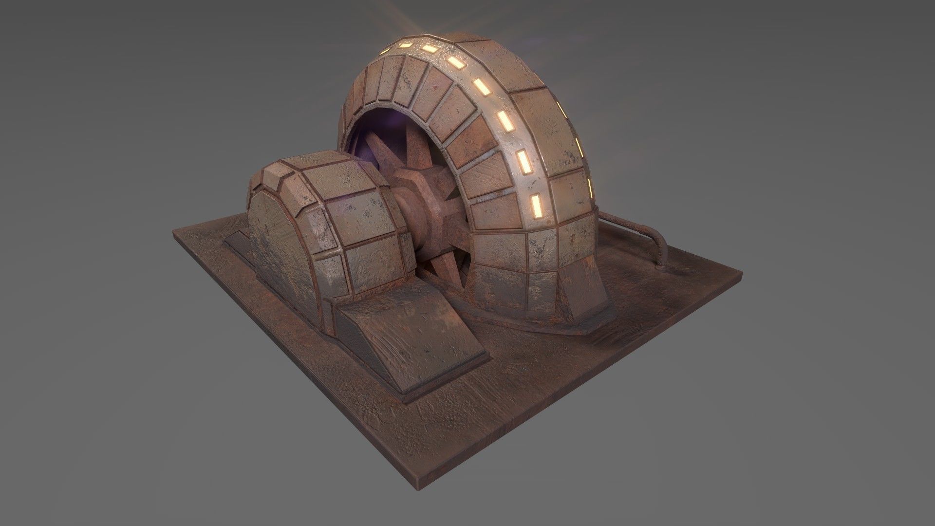 3D model Rusty stylized rotating sci-fi generator VR / AR / low-poly ...