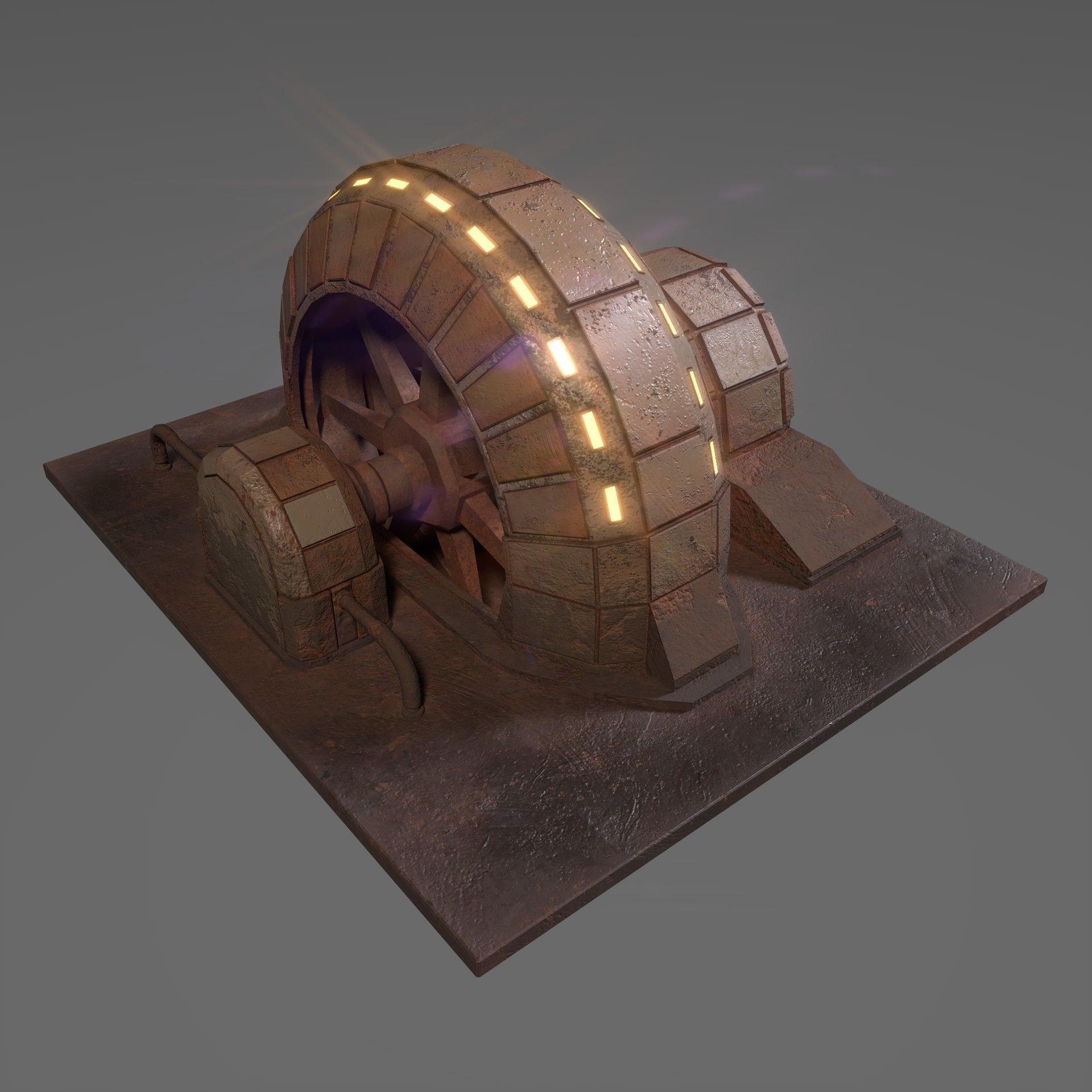 3D model Rusty stylized rotating sci-fi generator VR / AR / low-poly ...