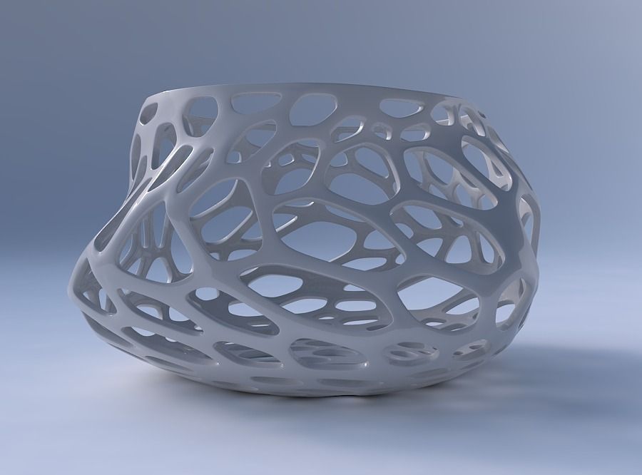Bowl twisted elipse with twisted organic lattice 3D print model_4