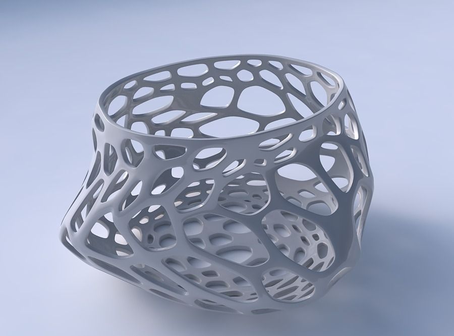 Bowl twisted elipse with twisted organic lattice 3D print model_3