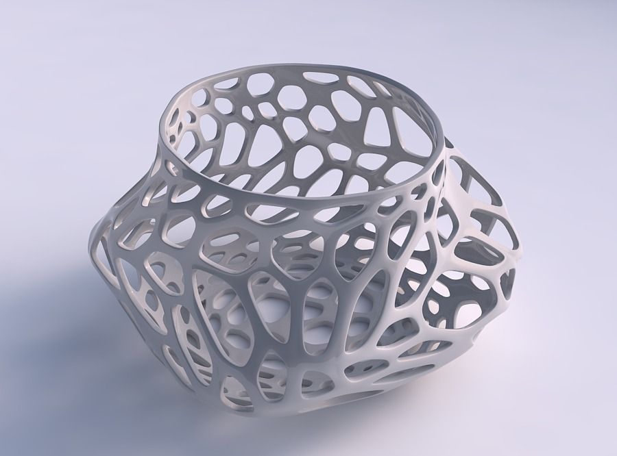 Bowl twisted elipse with twisted organic lattice 3D print model_0