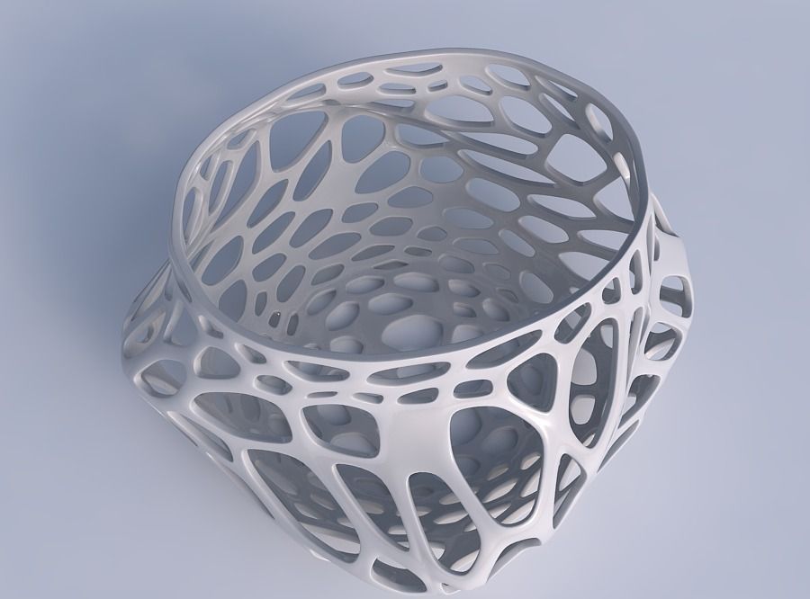 Bowl twisted elipse with twisted organic lattice 3D print model_1