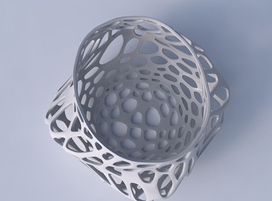Bowl twisted elipse with twisted organic lattice 3D print model_2
