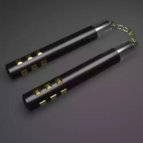 Nunchucks pair of gold kung fu katanas