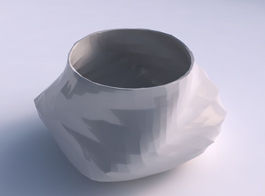 Bowl twisted elipse with rocky fibers 3D print model_0