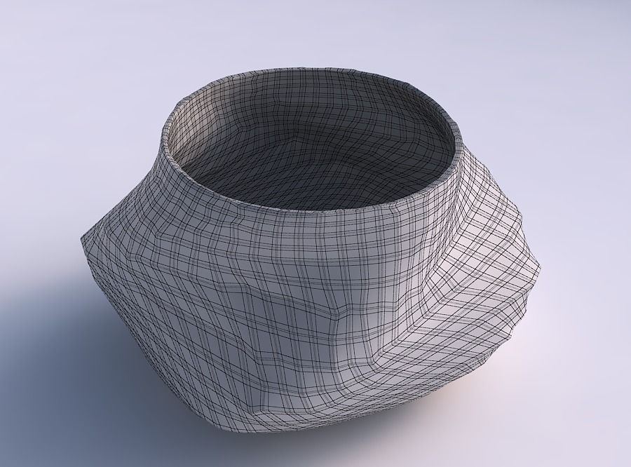 Bowl twisted elipse with rocky fibers 3D print model_5
