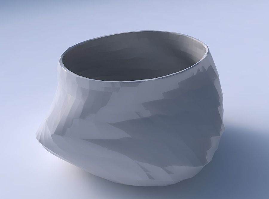 Bowl twisted elipse with rocky fibers 3D print model_3