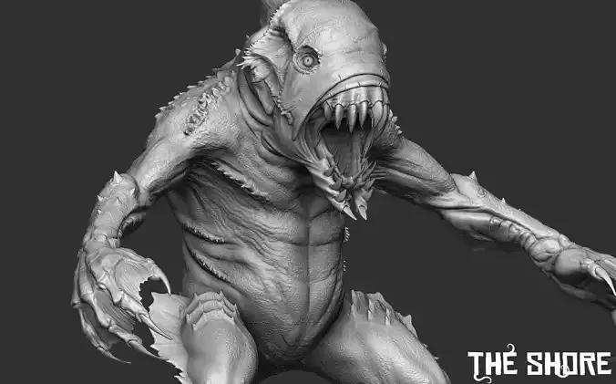 Dagon creature with teeth and claws 3D print model