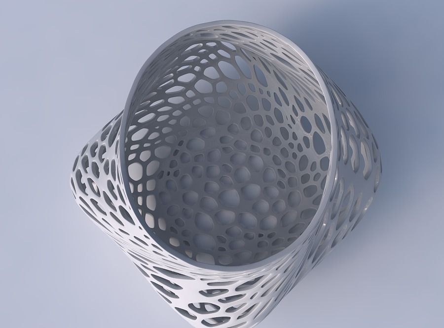 Bowl twisted elipse with fine organic lattice 3D print model_2