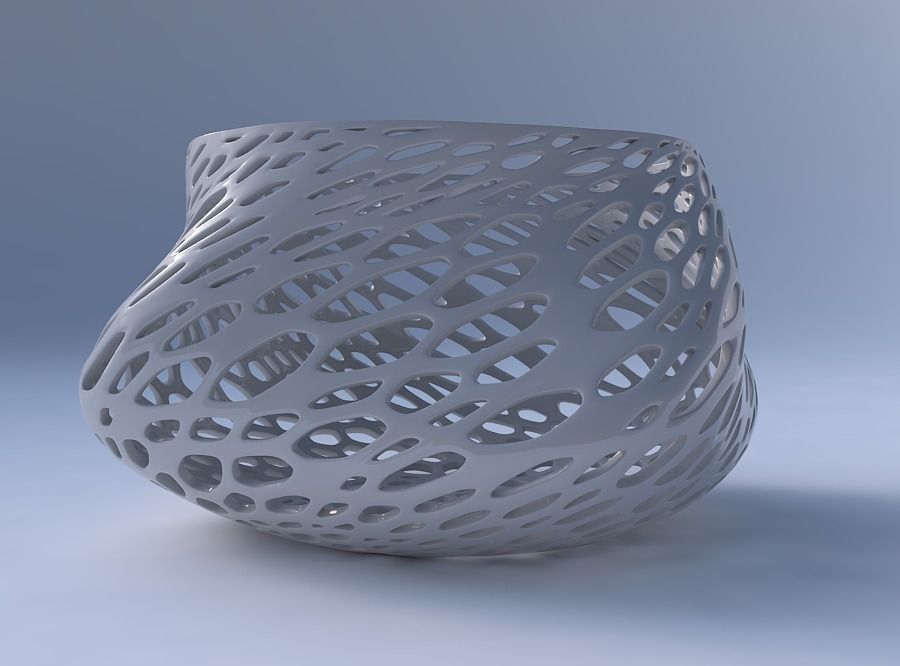 Bowl twisted elipse with fine organic lattice 3D print model_4