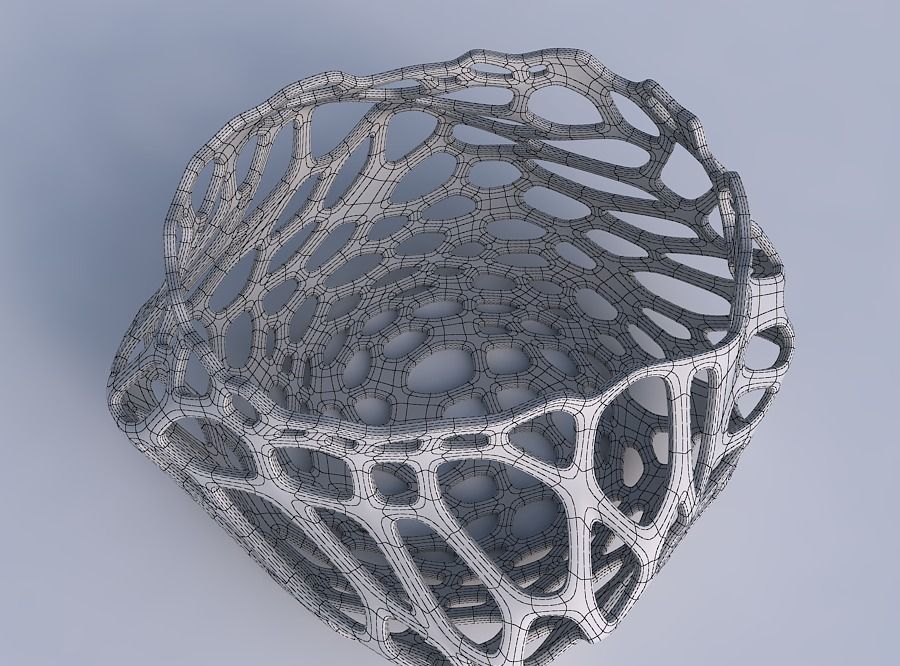 Bowl twisted elipse with cracked and twisted organic lattice 3D print model_6