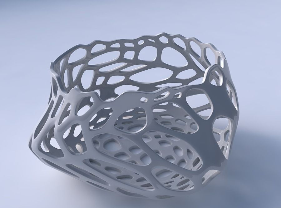Bowl twisted elipse with cracked and twisted organic lattice 3D print model_3