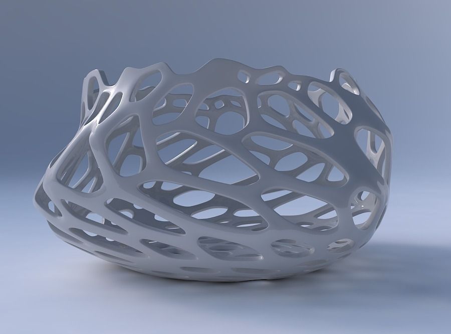 Bowl twisted elipse with cracked and twisted organic lattice 3D print model_4