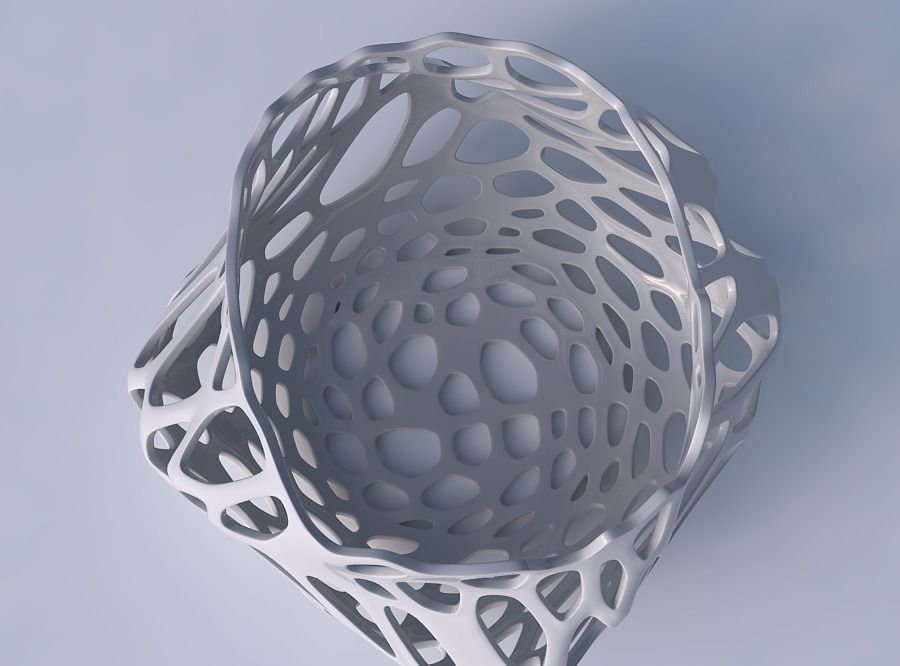 Bowl twisted elipse with cracked and twisted organic lattice 3D print model_2
