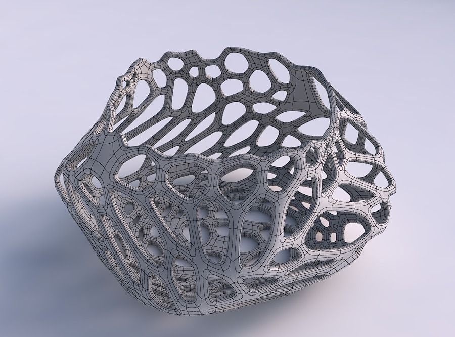 Bowl twisted elipse with cracked and twisted organic lattice 3D print model_5