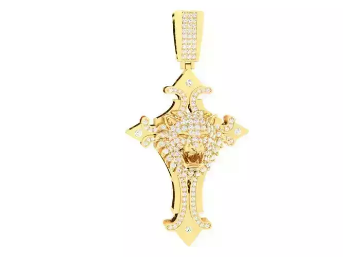 Luxury Dual Tone Diamond Cross Pendant for Men and Women  317