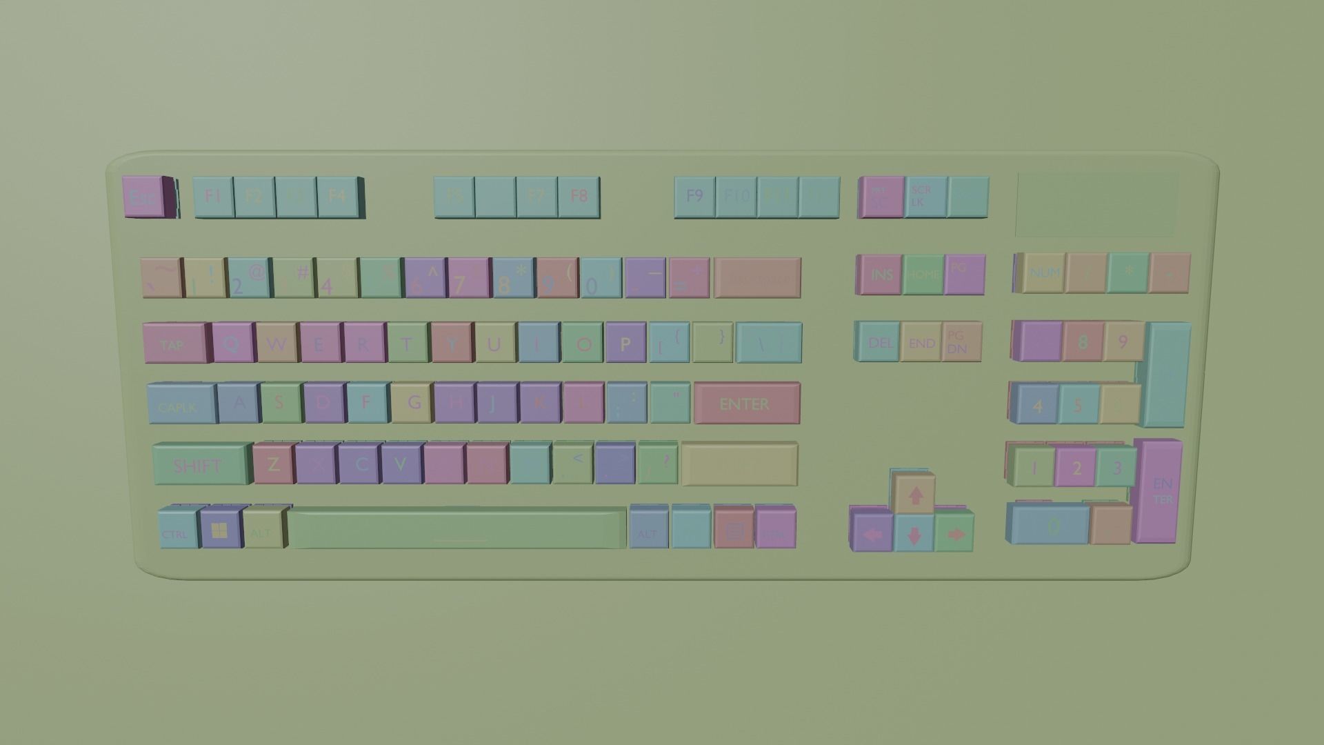 Mechanical Keyboard RED LED  Free low-poly 3D model_4