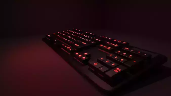 Mechanical Keyboard RED LED  Free low-poly 3D model