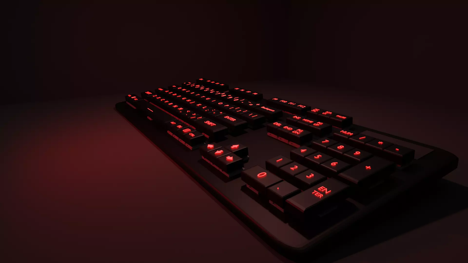 Mechanical Keyboard RED LED  Free low-poly 3D model_0