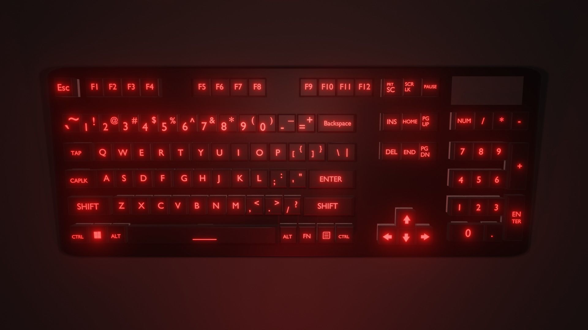 Mechanical Keyboard RED LED  Free low-poly 3D model_2