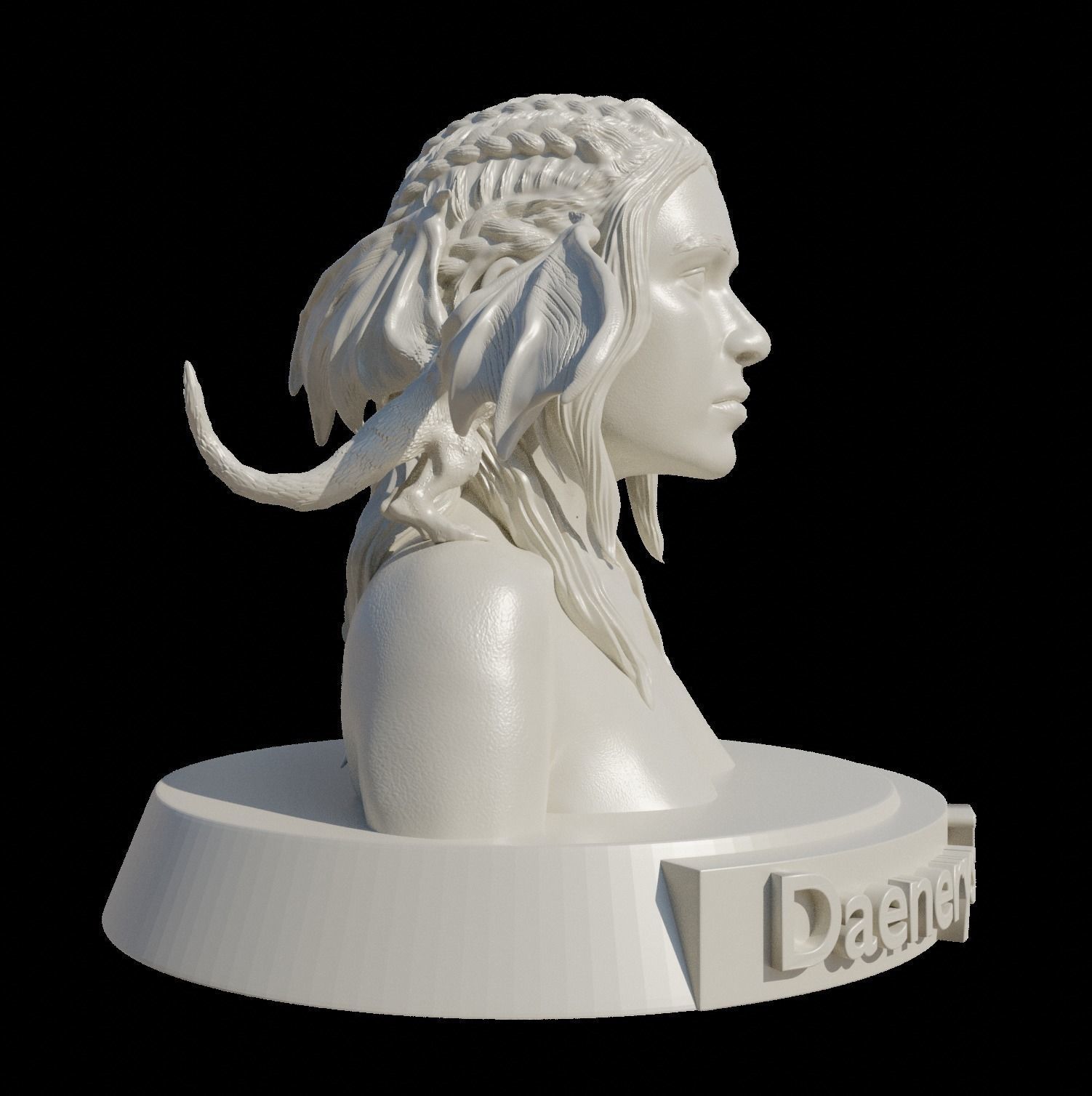 Daenerys Targaryen Bust with baby Drogon 3D print model_2