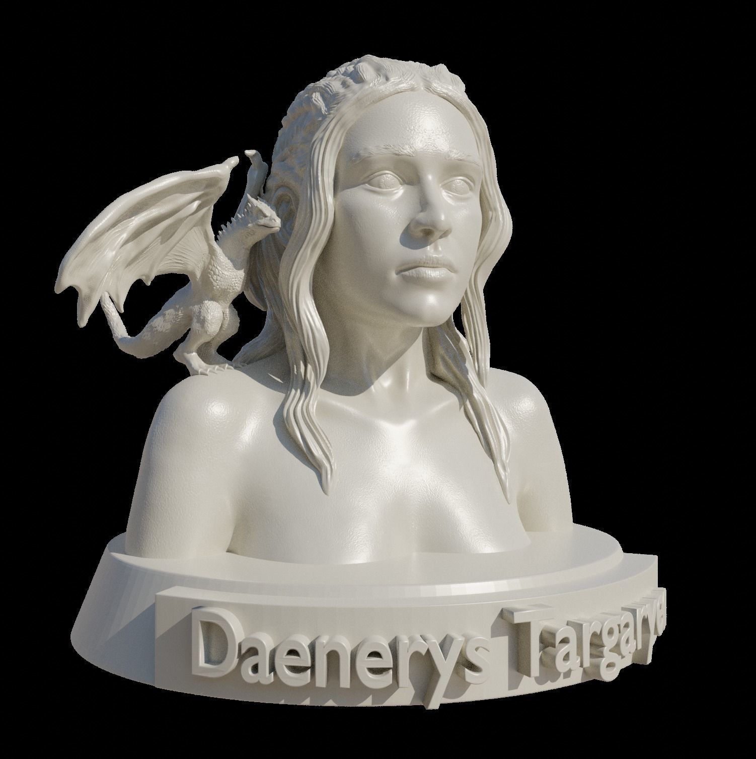 Daenerys Targaryen Bust with baby Drogon 3D print model_1