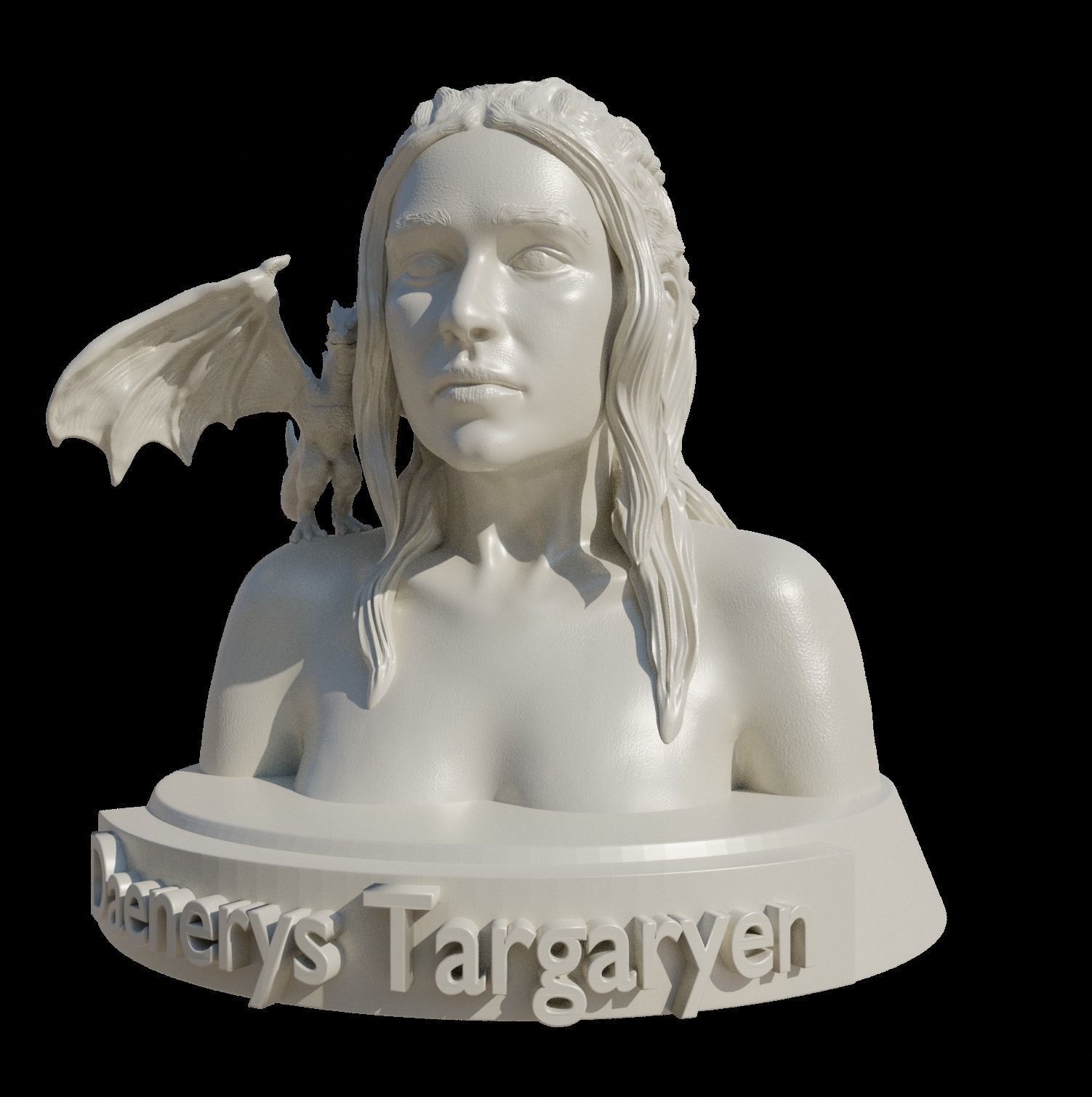 Daenerys Targaryen Bust with baby Drogon 3D print model_5