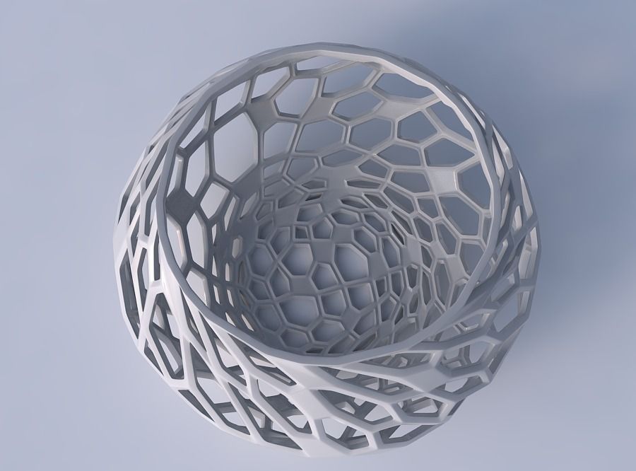 Bowl squeezed twisted with faceted and twisted organic lattice 3D print model_2
