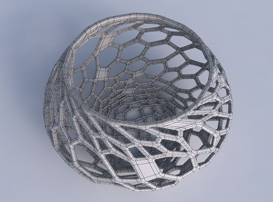Bowl squeezed twisted with faceted and twisted organic lattice 3D print model_6