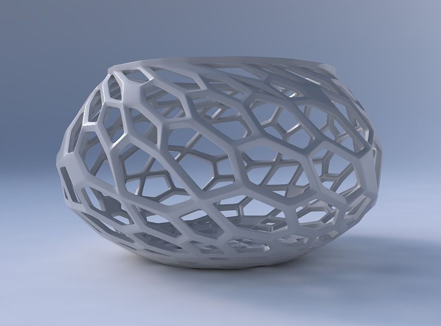 Bowl squeezed twisted with faceted and twisted organic lattice 3D print model_4