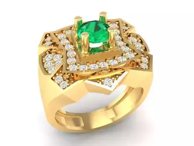 Luxury Multi Layer Emerald Diamond Ring for Men 321