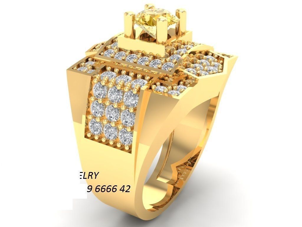 Luxury Square Gemstone Diamond Ring for Men 322 3D print model_6