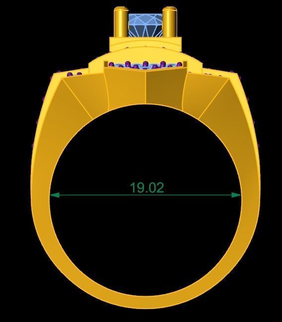 Luxury Square Gemstone Diamond Ring for Men 322 3D print model_4