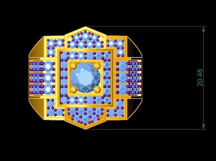 Luxury Square Gemstone Diamond Ring for Men 322 3D print model_5