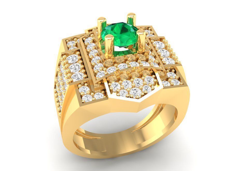 Luxury Square Gemstone Diamond Ring for Men 322 3D print model_1