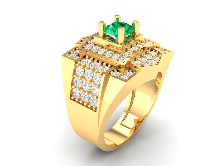Luxury Square Gemstone Diamond Ring for Men 322 3D print model_7