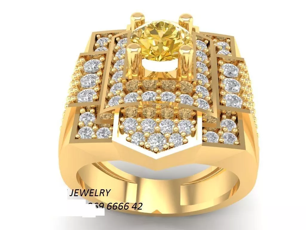 Luxury Square Gemstone Diamond Ring for Men 322 3D print model_0
