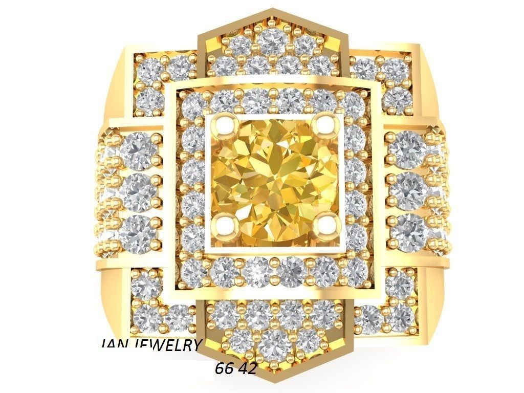 Luxury Square Gemstone Diamond Ring for Men 322 3D print model_3