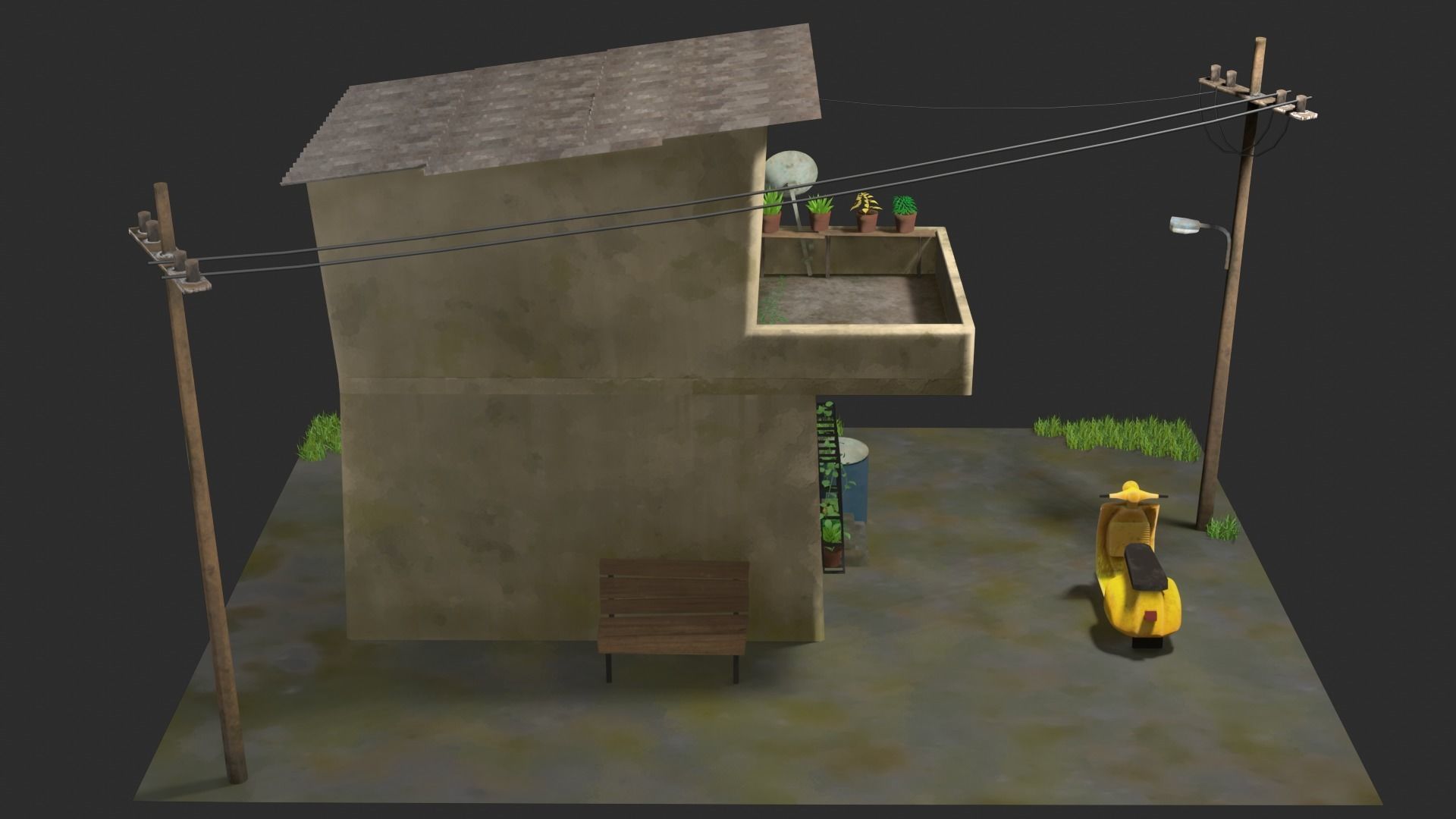 My House Toon Style Low-poly 3D model_3