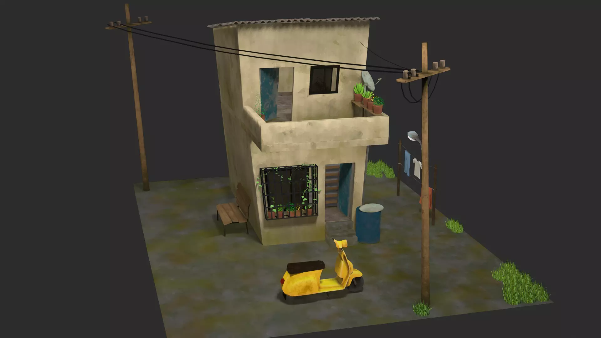 My House Toon Style Low-poly 3D model_0