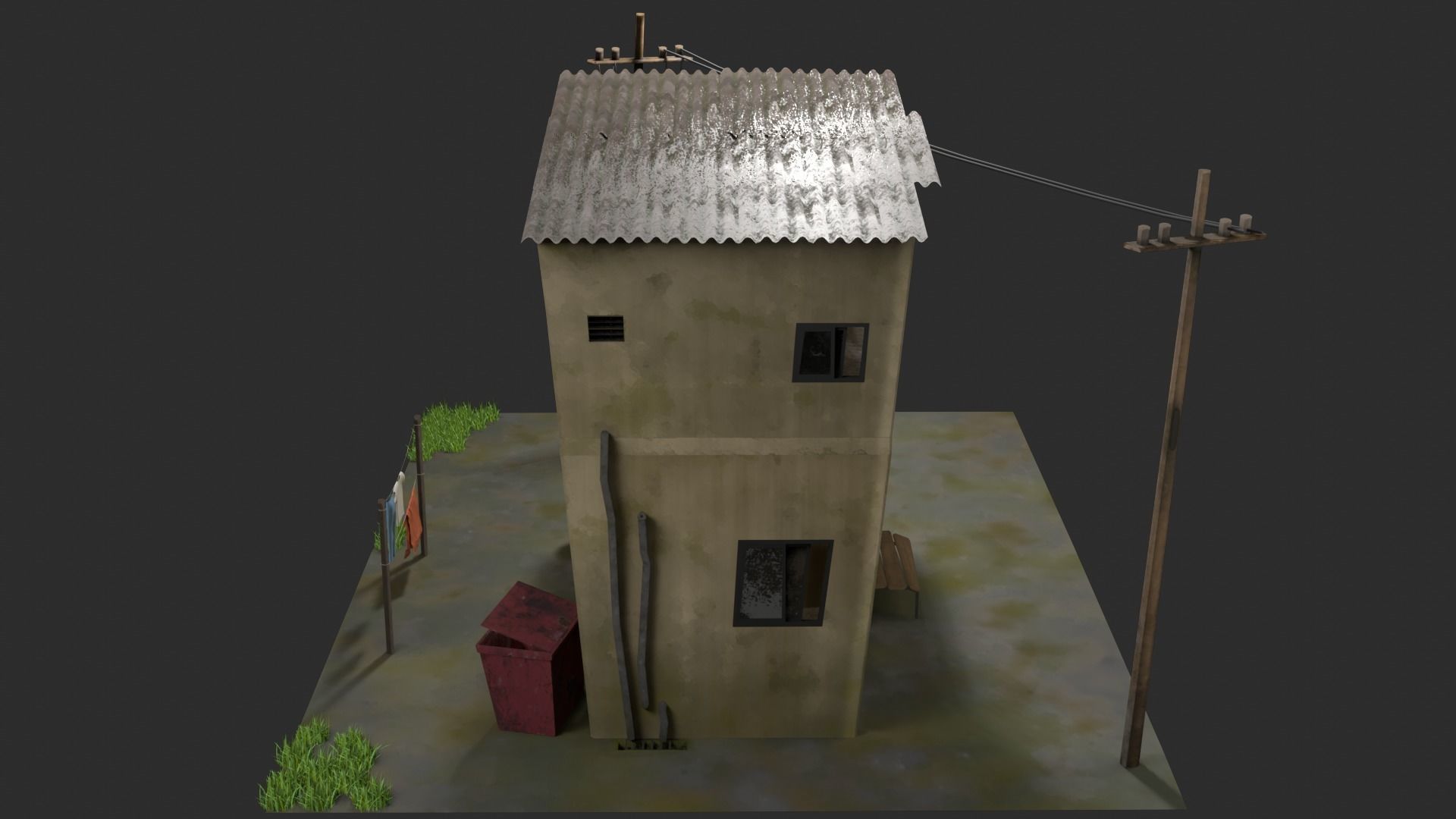 My House Toon Style Low-poly 3D model_7